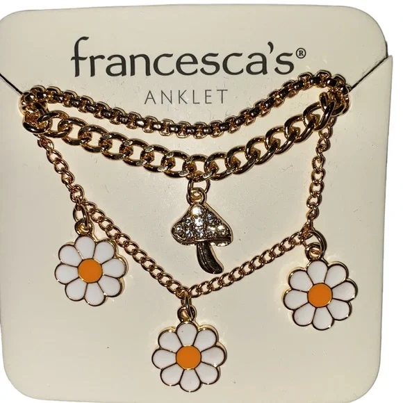 NEW 3 boho hippie anklets/mushroom/flowers - Picture 4 of 4